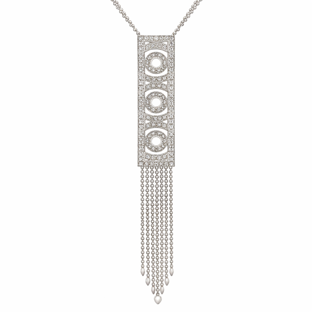 Diamond Tassel Pendant Necklace in 14K White Gold