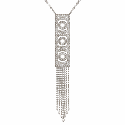 Diamond Tassel Pendant Necklace in 14K White Gold
