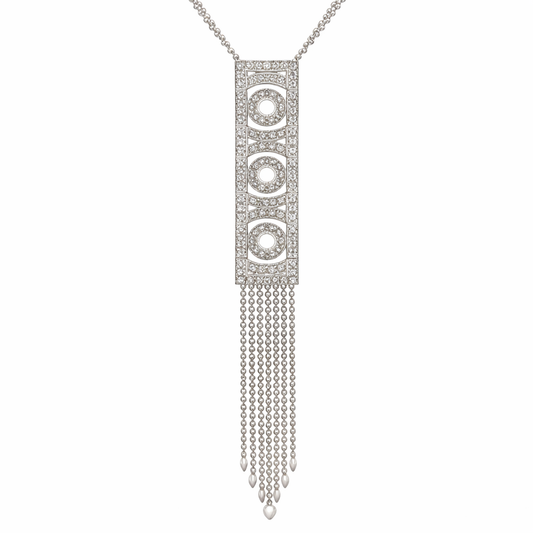 Diamond Tassel Pendant Necklace in 14K White Gold