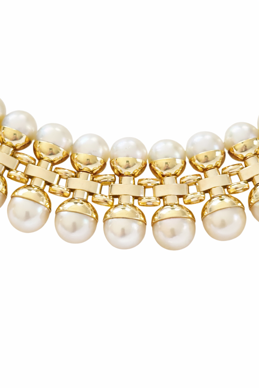 Vintage 1960’s 18K Yellow Gold South Sea Pearl Collar Necklace