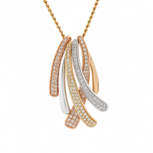 EFFY 14K Tri-Color Gold Diamond Ribbon Pendant