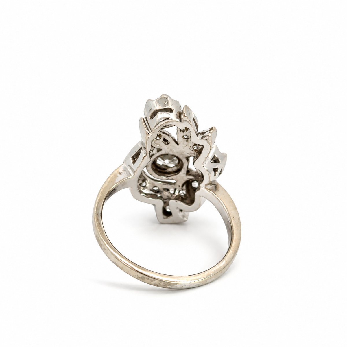Vintage 14K White Gold Diamond Floral Bouquet Ring