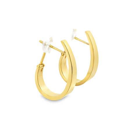 14K Yellow Gold Tapered Hoop Earrings