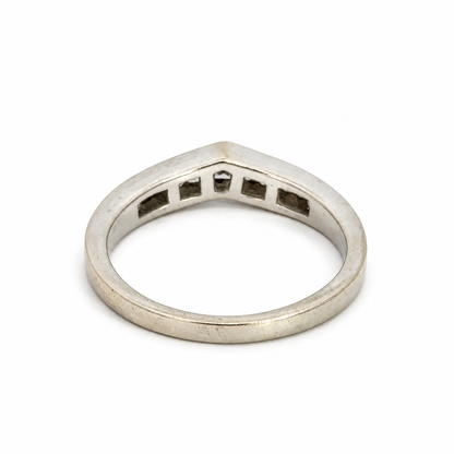14K White Gold Square Diamond Contoured Band