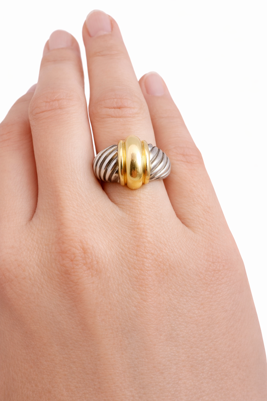 David Yurman Two-Tone Cable Ring in Sterling Silver & 14K Yellow Gold