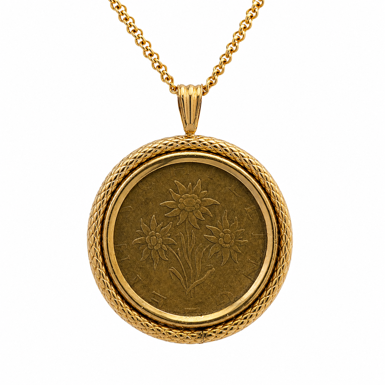 14K Yellow Gold Austrian 1 Schilling Coin Pendant 1998