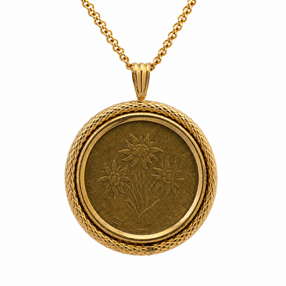 14K Yellow Gold Austrian 1 Schilling Coin Pendant 1998