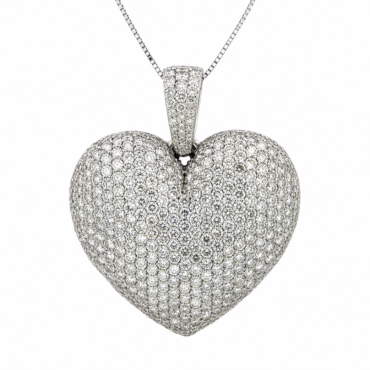 Large ICEBOX Diamond Heart Pendant 14K White Gold