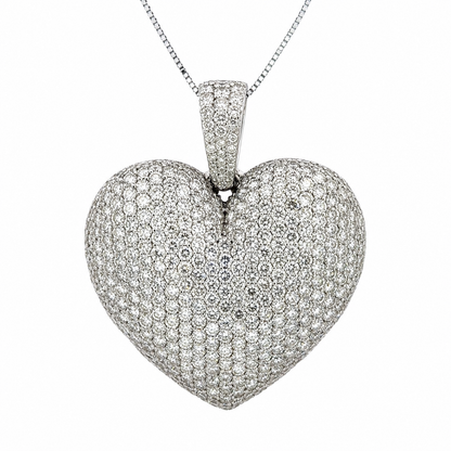 Large ICEBOX Diamond Heart Pendant 14K White Gold