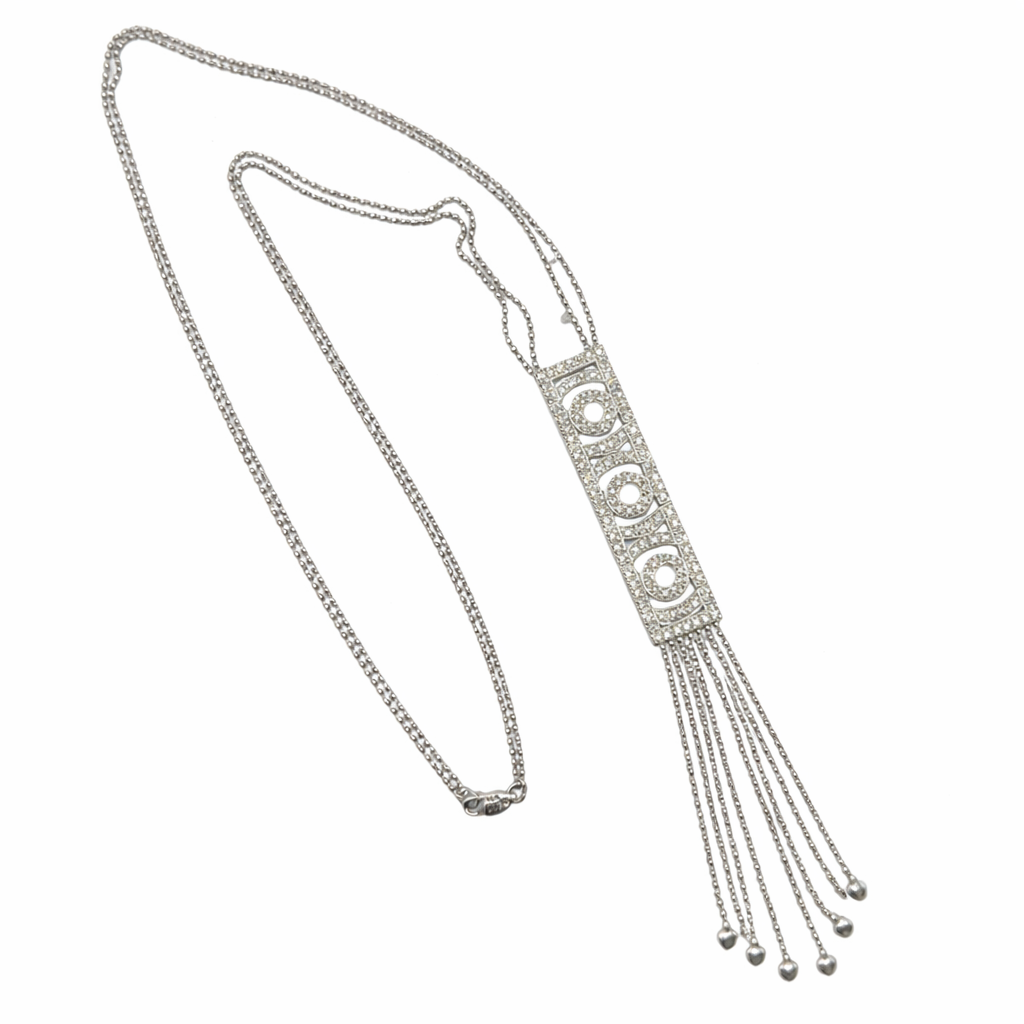 Diamond Tassel Pendant Necklace in 14K White Gold
