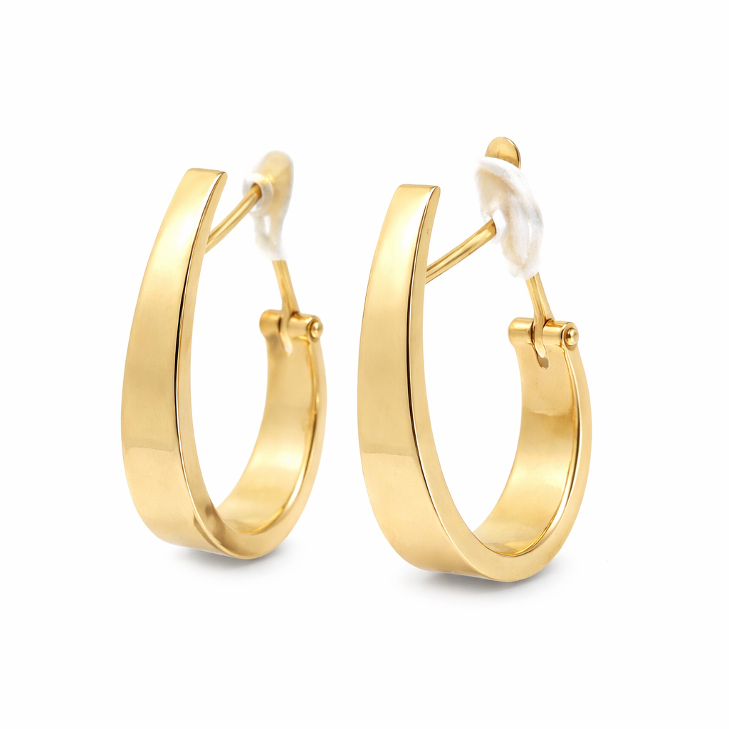 14K Yellow Gold Tapered Hoop Earrings