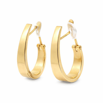 14K Yellow Gold Tapered Hoop Earrings