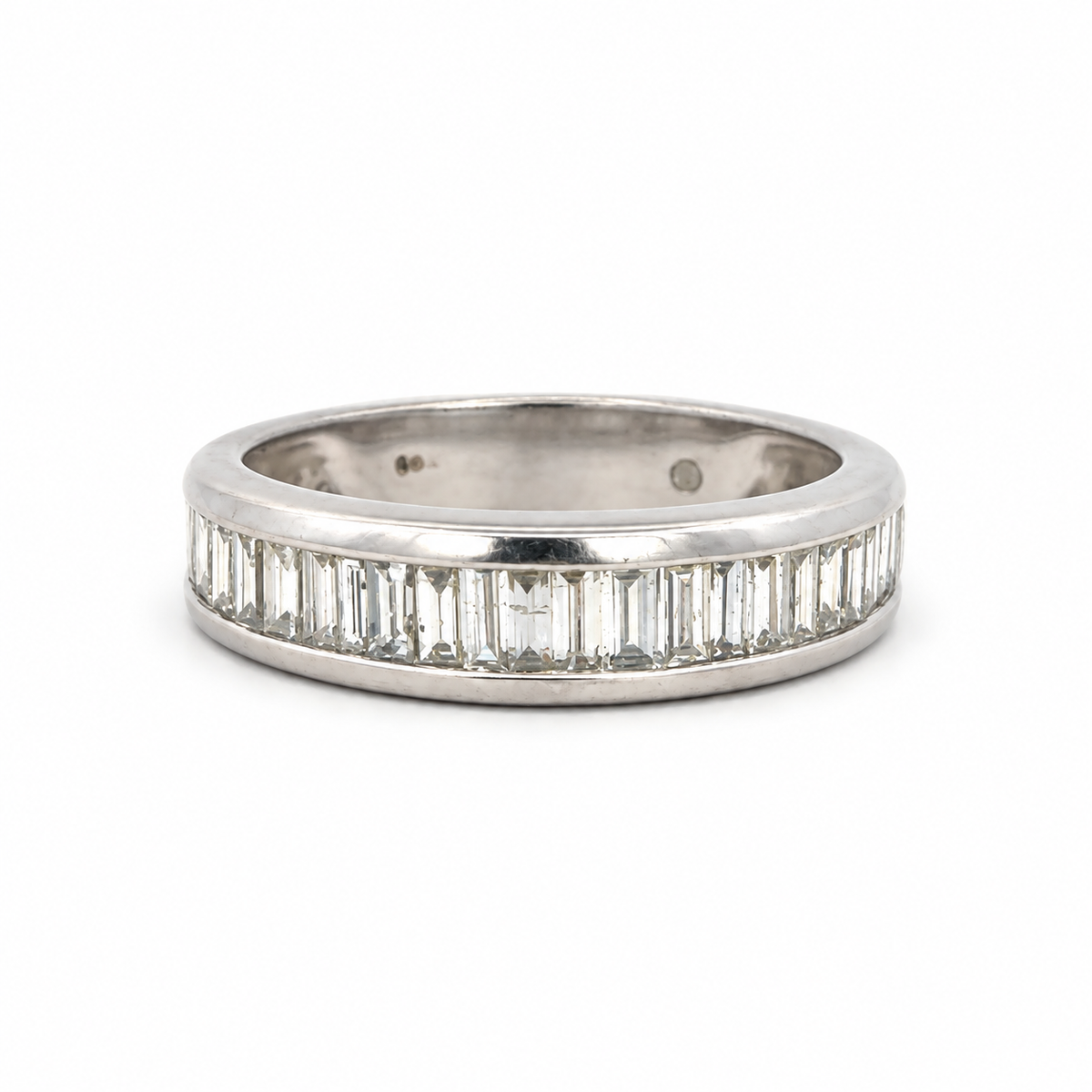 14K White Gold Baguette Diamond Band