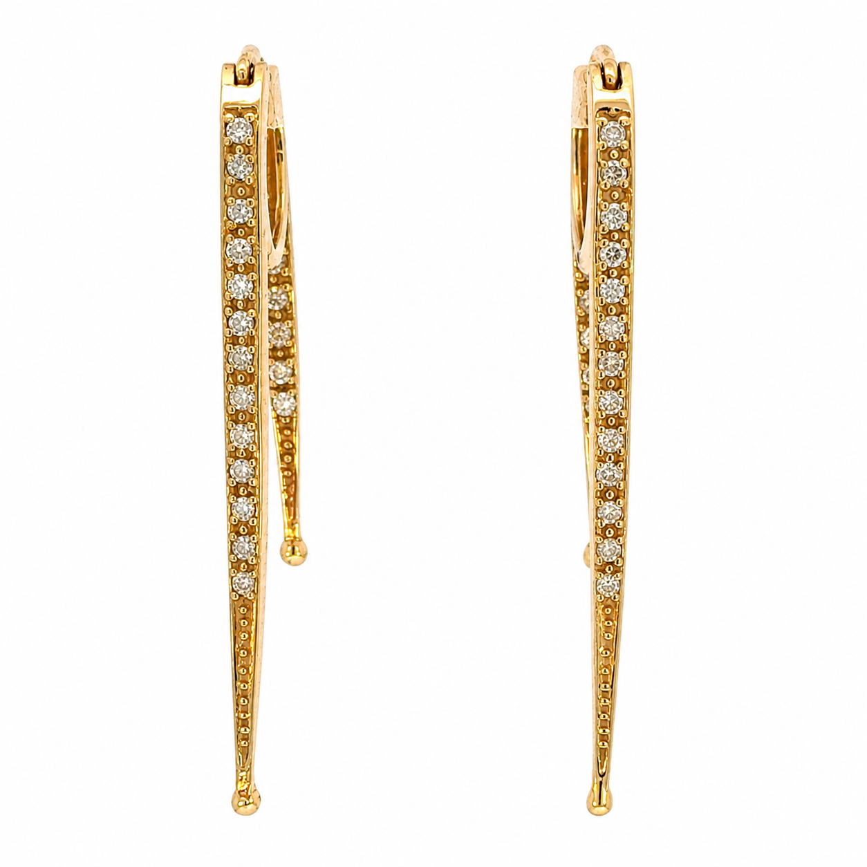Front-to-Back Diamond Dangle Earrings | 14K Gold Modern Linear Design