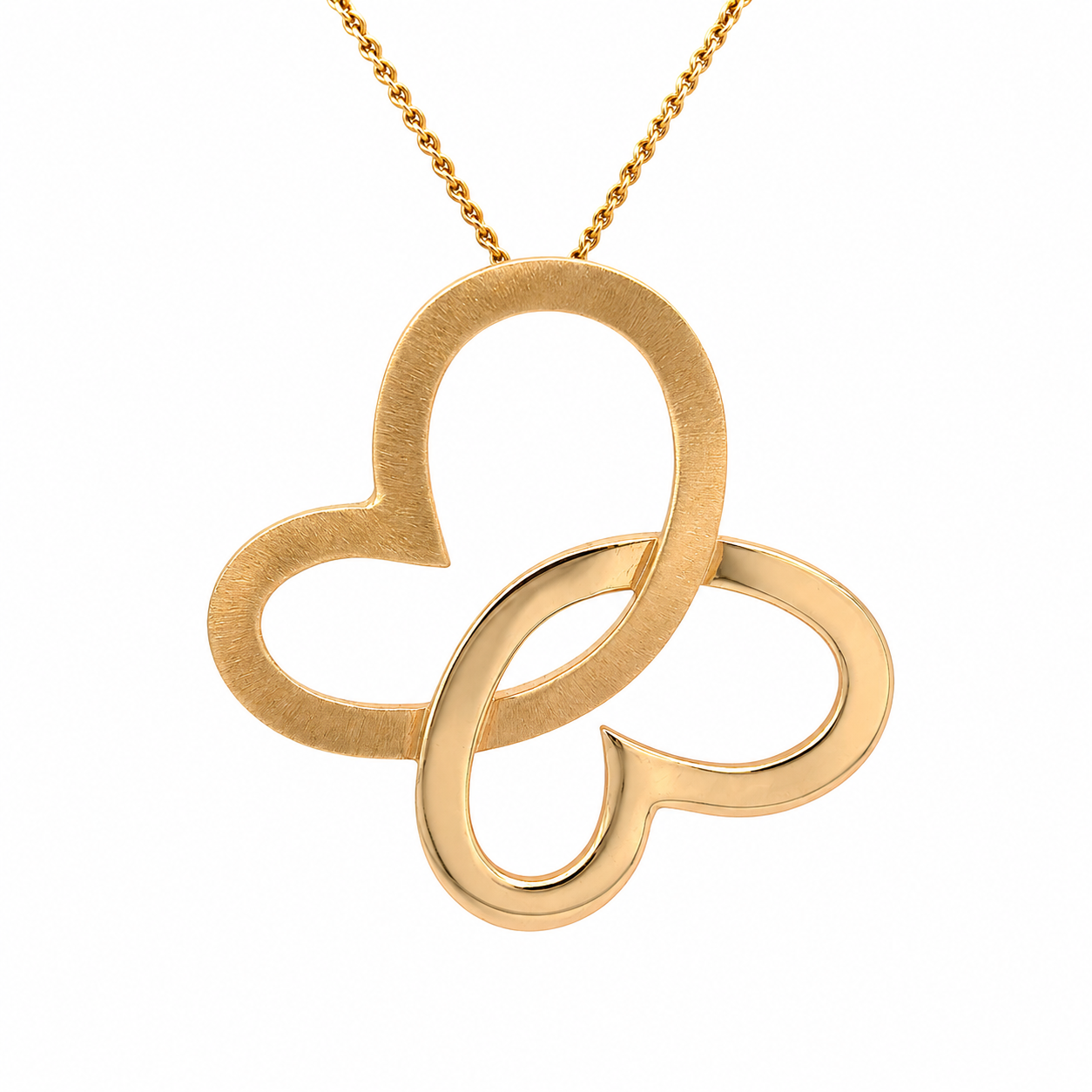 Estate 14K Yellow Gold Butterfly Hearts Pendant