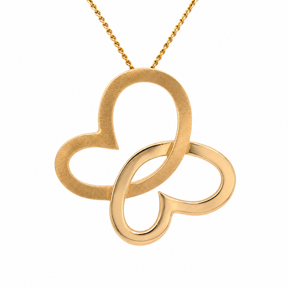Estate 14K Yellow Gold Butterfly Hearts Pendant