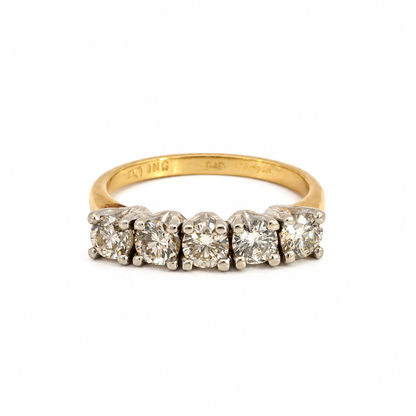 14K Two-Tone Gold Five-Diamond Band