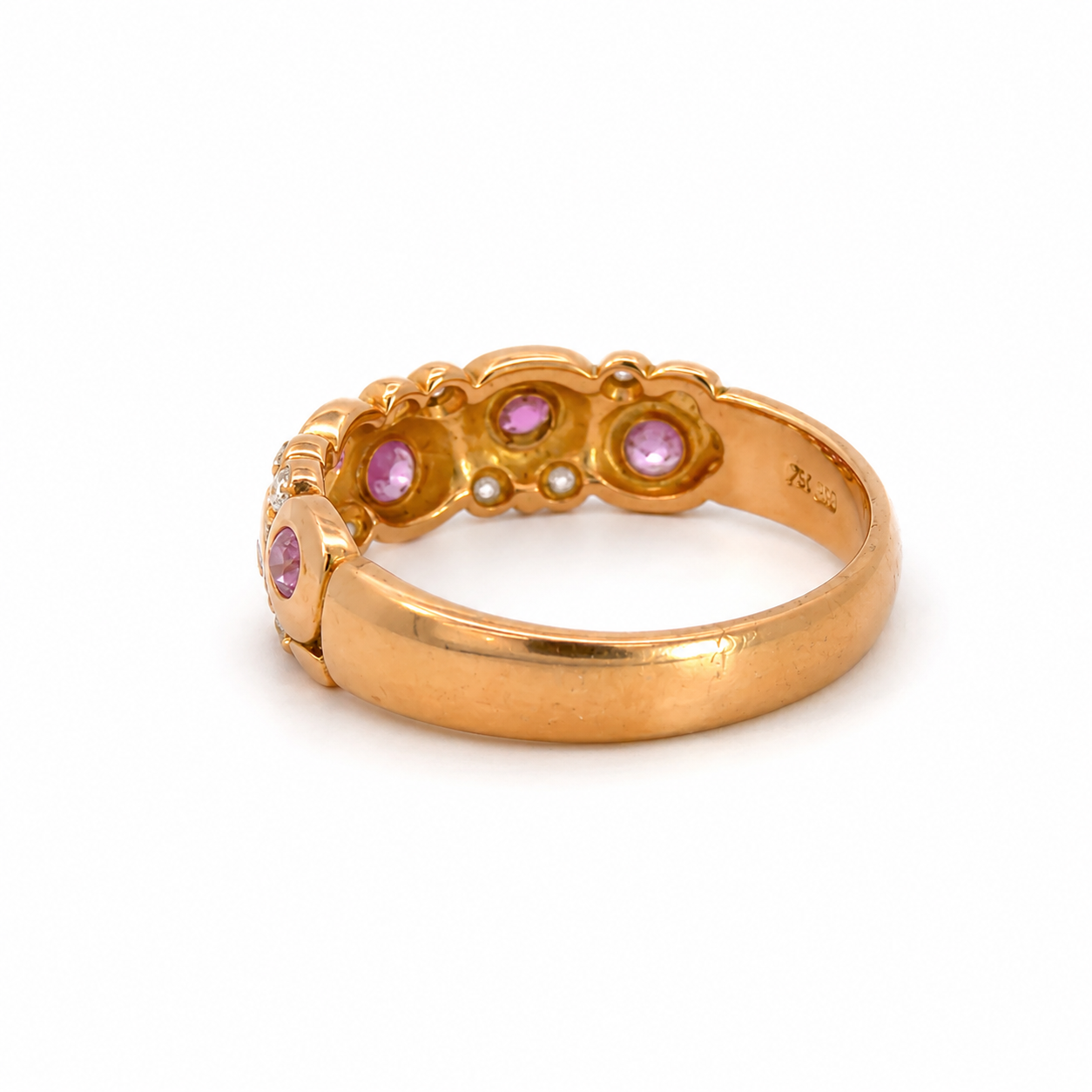 18K Rose Gold Ruby & Diamond Artistic Band Ring