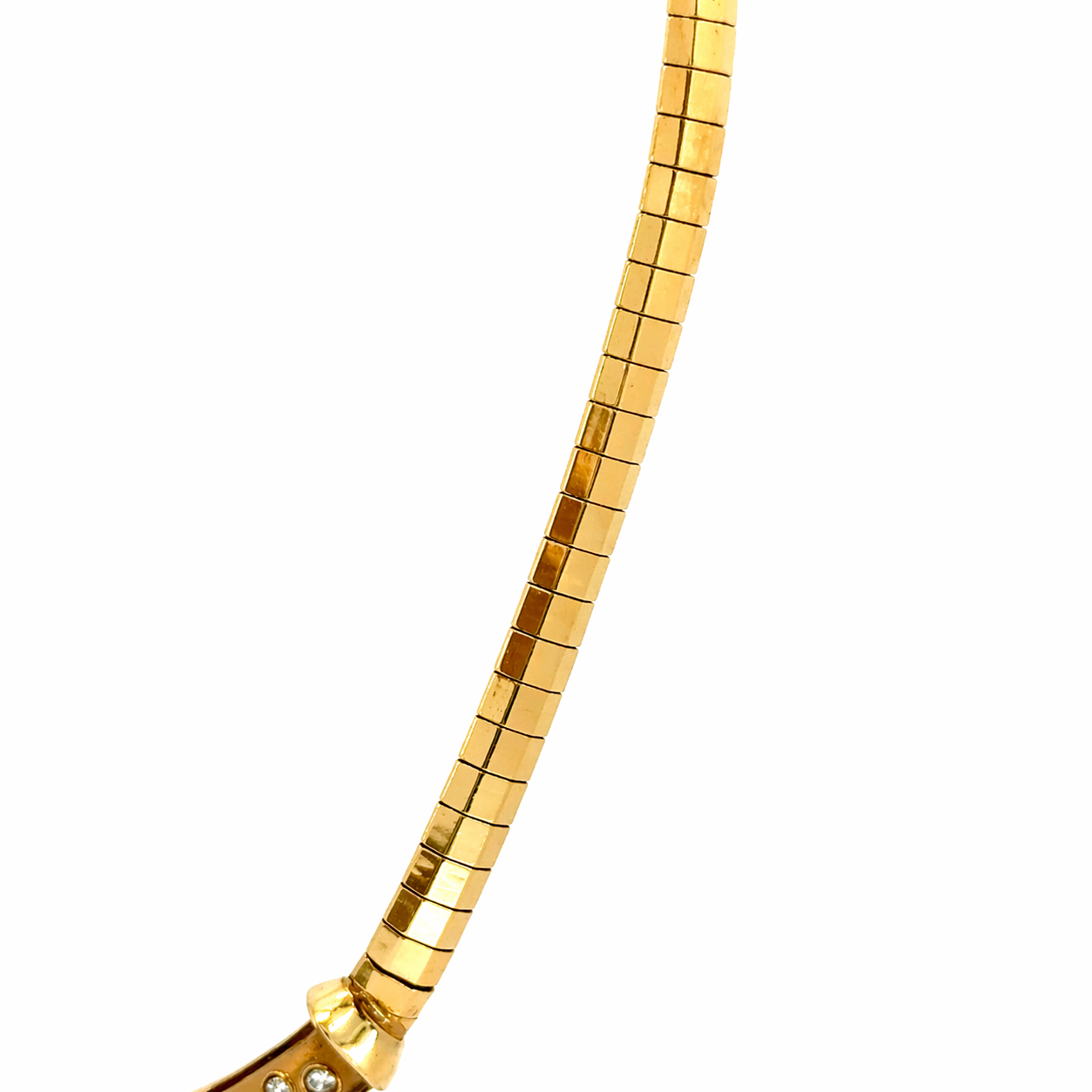 Vintage     18K Yellow Gold Diamond Necklace with White Gold Center Bar