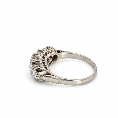 Antique 1920s Platinum Five-Diamond Ring