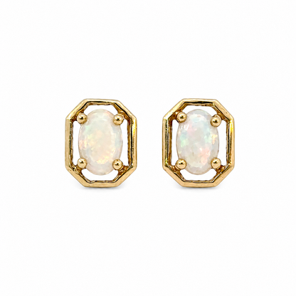 Petite Geometric Opal Earrings in 14K Gold