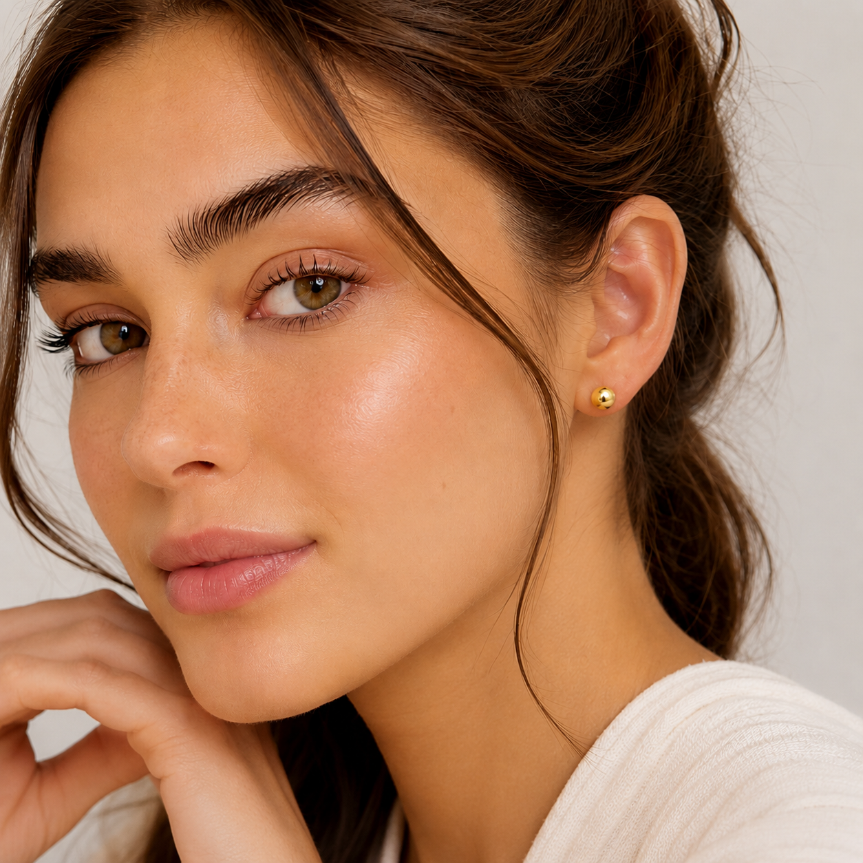 14K Yellow Gold Ball Stud Earrings