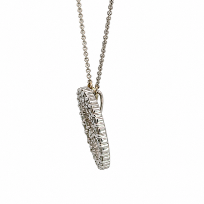14K White Gold Diamond Double Circle Pendant Necklace, 16.5 Inches