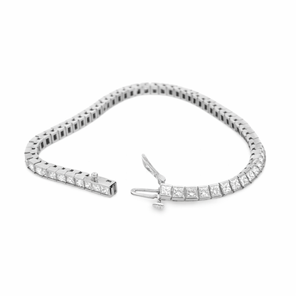 Classic 14K White Gold Tennis Bracelet with Princess-Cut Diamonds