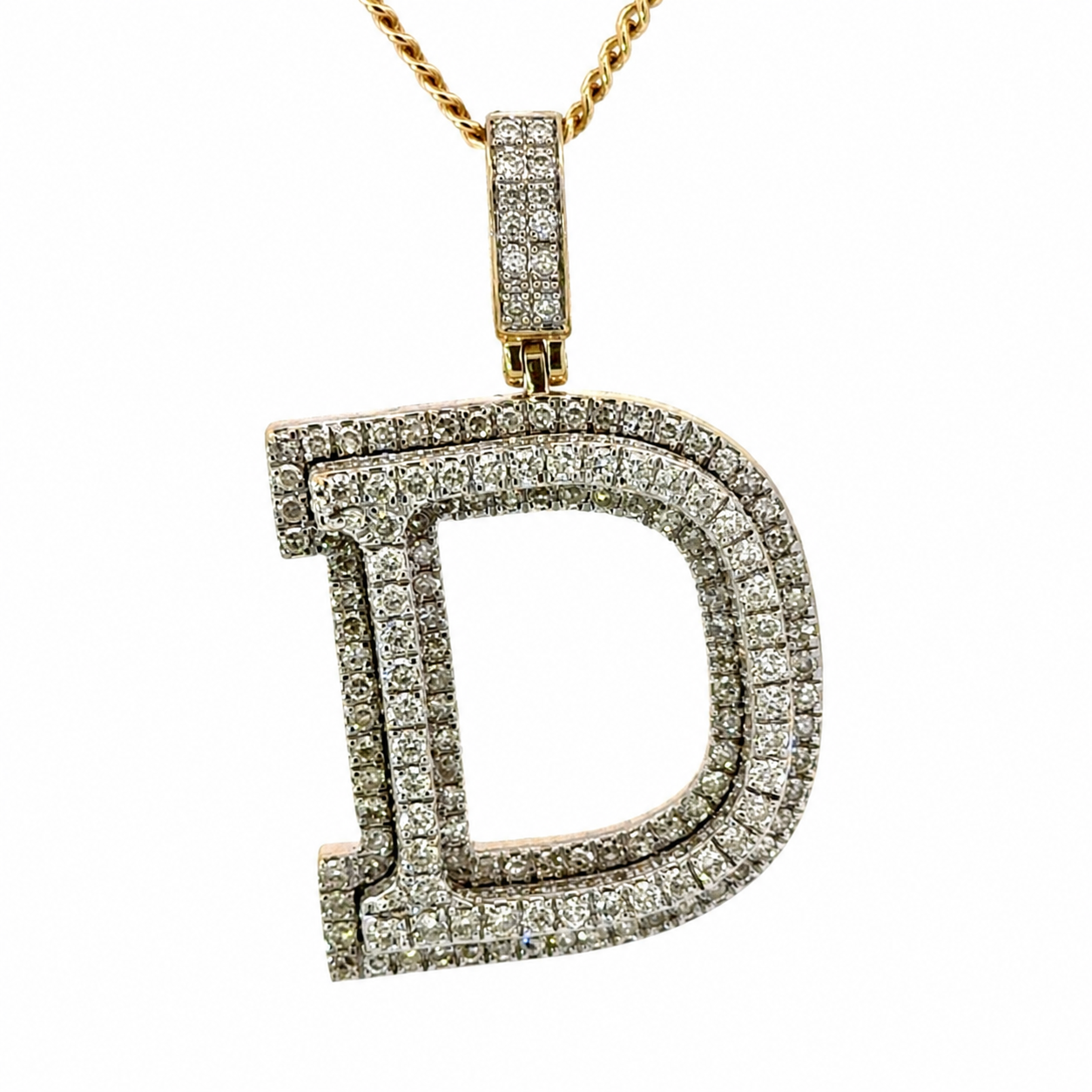 Diamond Initial Pendant Letter D in Yellow Gold