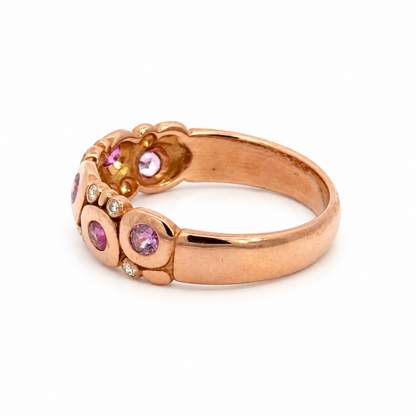 18K Rose Gold Ruby & Diamond Artistic Band Ring