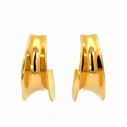 18K Yellow Gold Sculptural Hoop Earrings – RLM