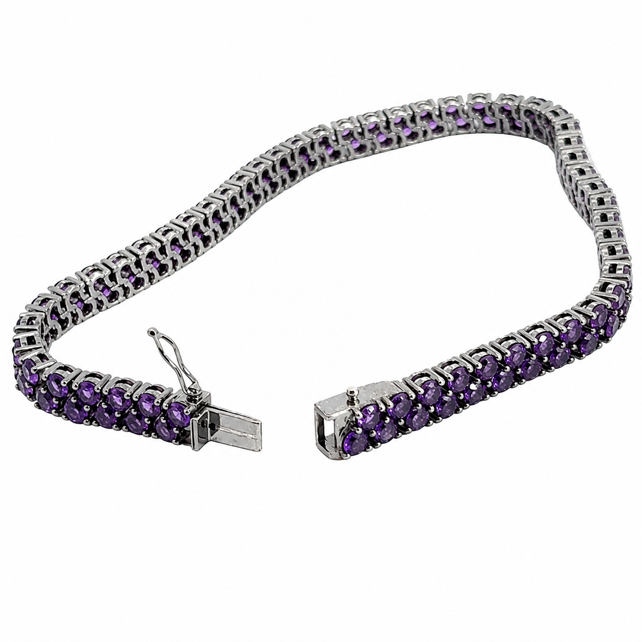 Fine Amethyst Bracelet in White Gold Estate Jewelry