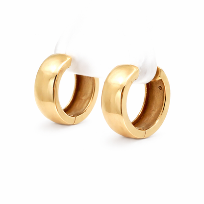 14K Yellow Gold Polished Huggie Hoop Earrings