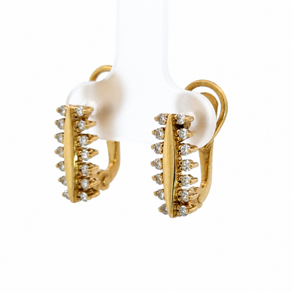 Estate 18K Gold Earrings with Diamond Borders