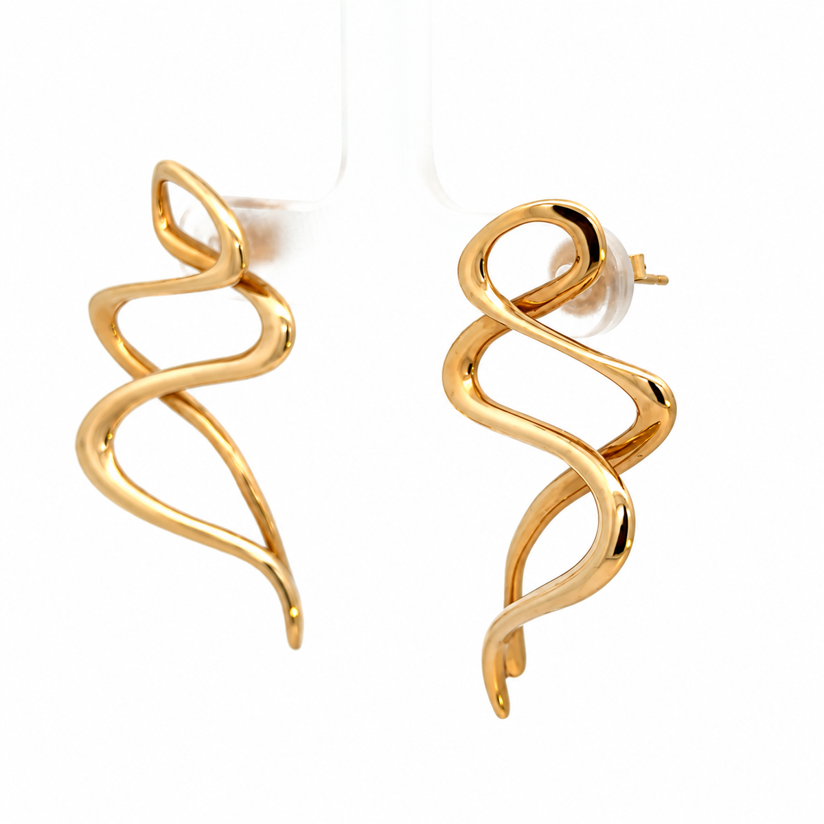 14K Yellow Gold Sculptural Ribbon Earrings