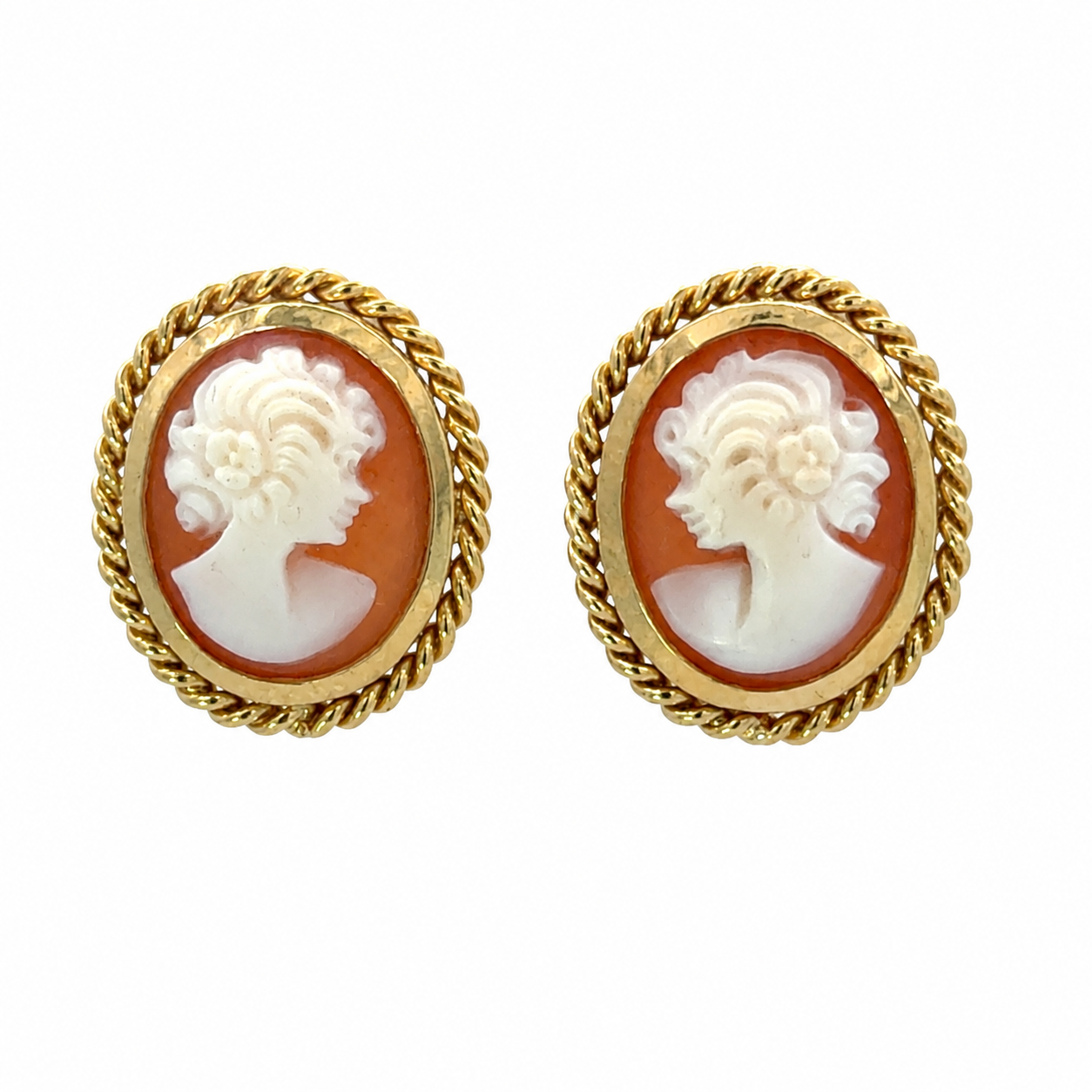1960’s 18K Yellow Gold Cameo Earrings