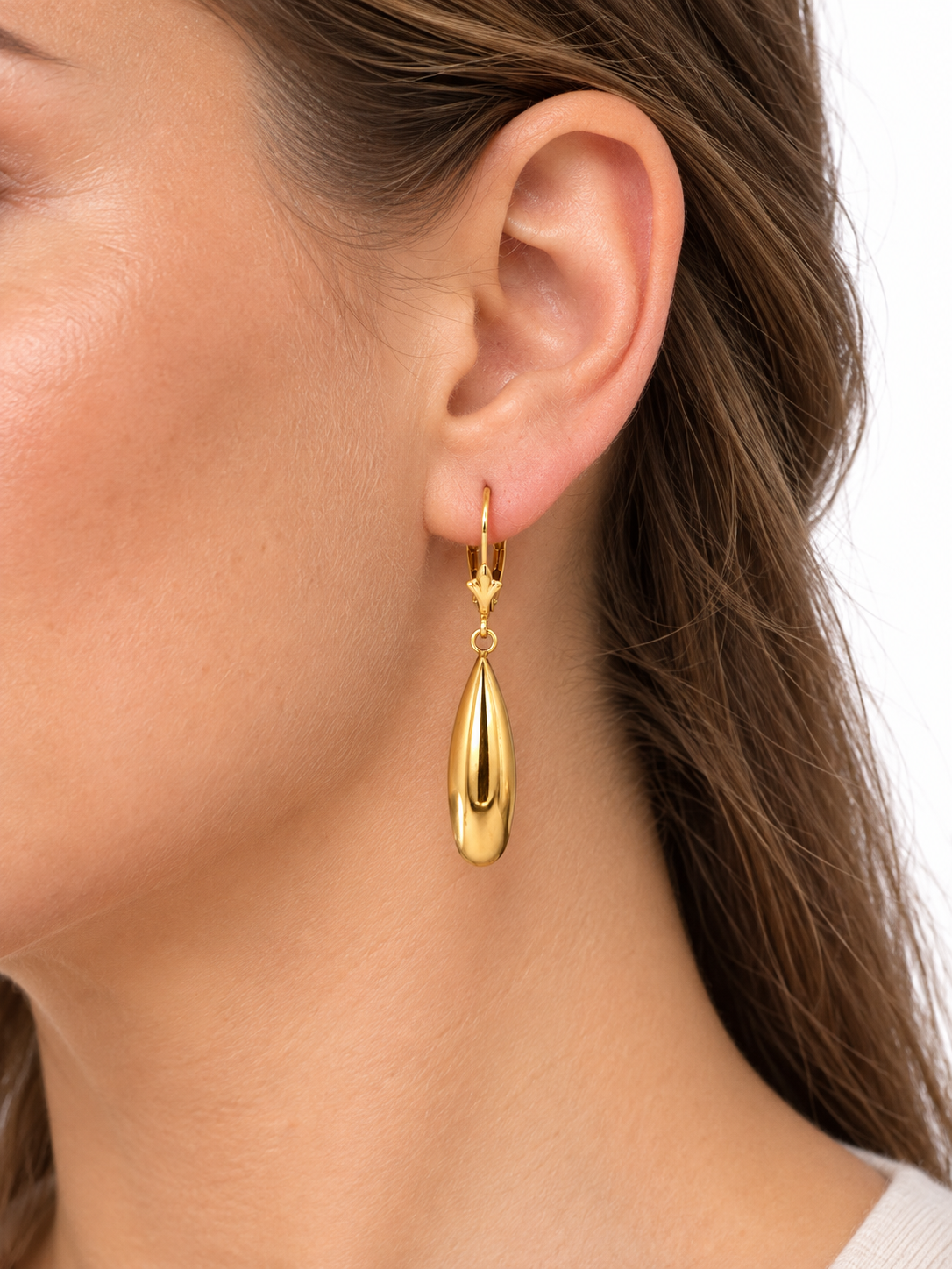 14K Yellow Gold Teardrop Dangle Earrings