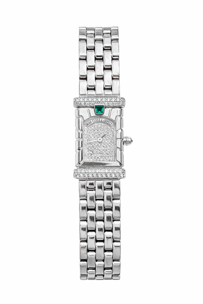 Van Cleef & Arpels Diamond & Emerald 18K White Gold Bracelet Watch