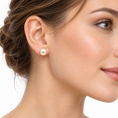 14K Yellow Gold 8mm AAA Pearl Stud Earrings