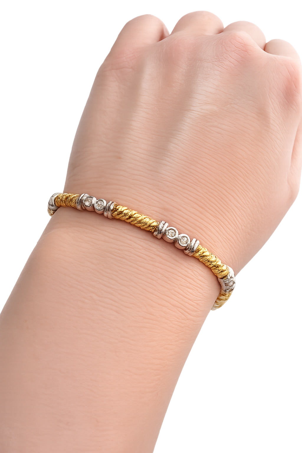 14K Two Tone Gold Bezel Set Diamond Bracelet