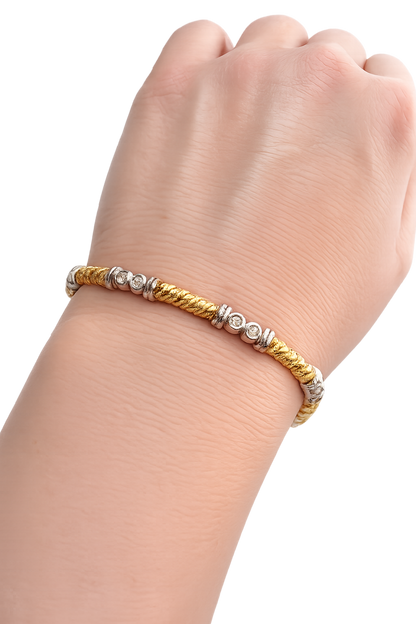 14K Two Tone Gold Bezel Set Diamond Bracelet