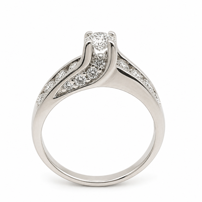 14K White Gold Diamond Bypass Ring
