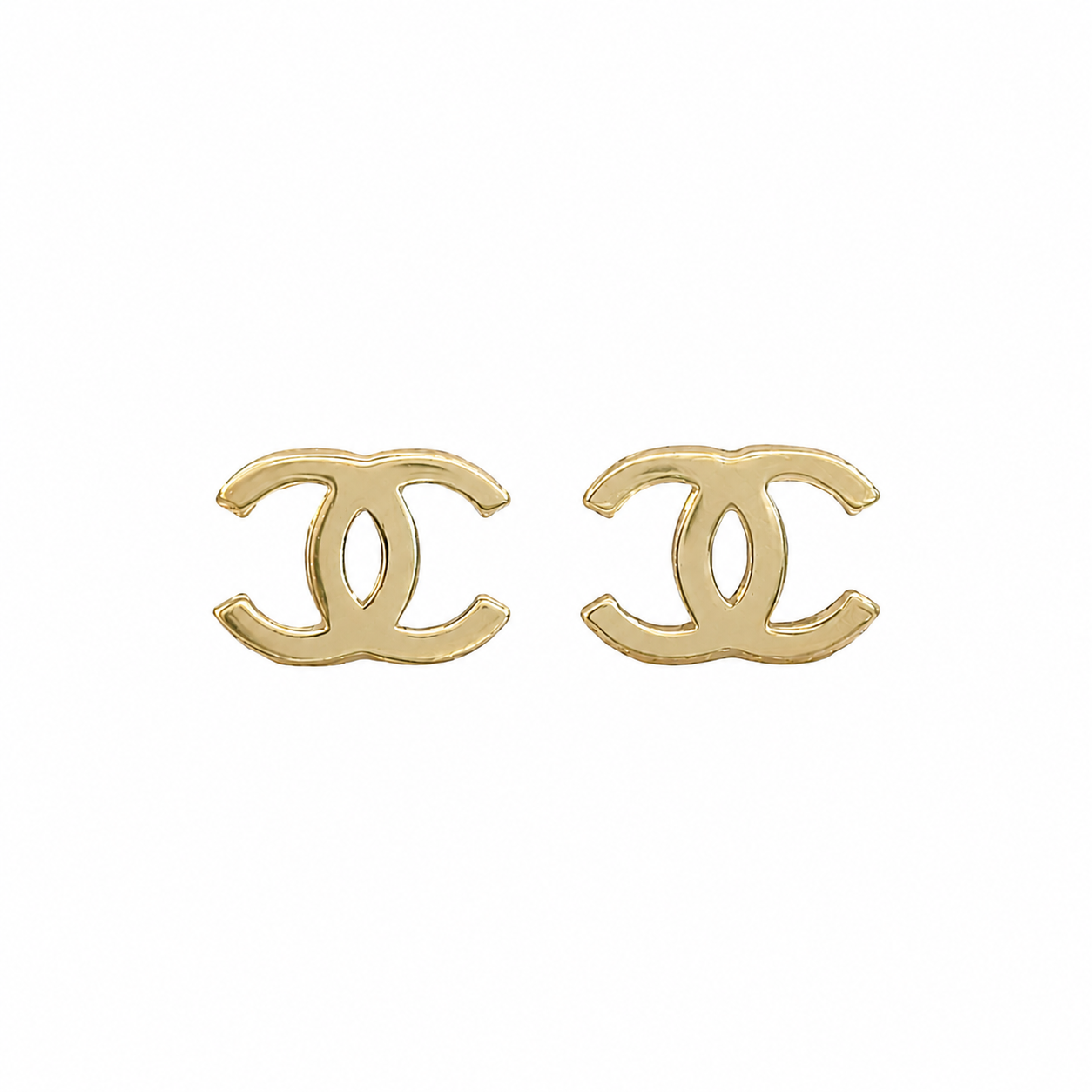 14K Yellow Gold CC Logo Stud Earrings