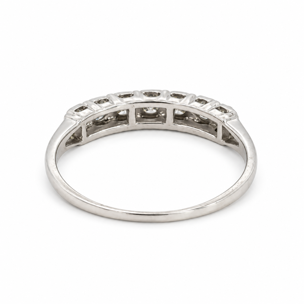 14K White Gold Seven Diamond Stacking Ring