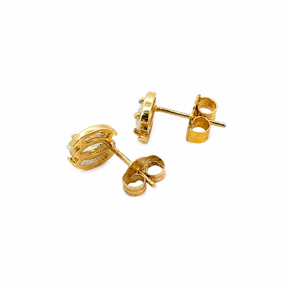 Yellow Gold Petite Marquise Opal Stud Earrings