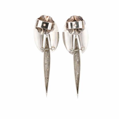 Contemporary 18K White Gold Linear Diamond Dangle Earrings