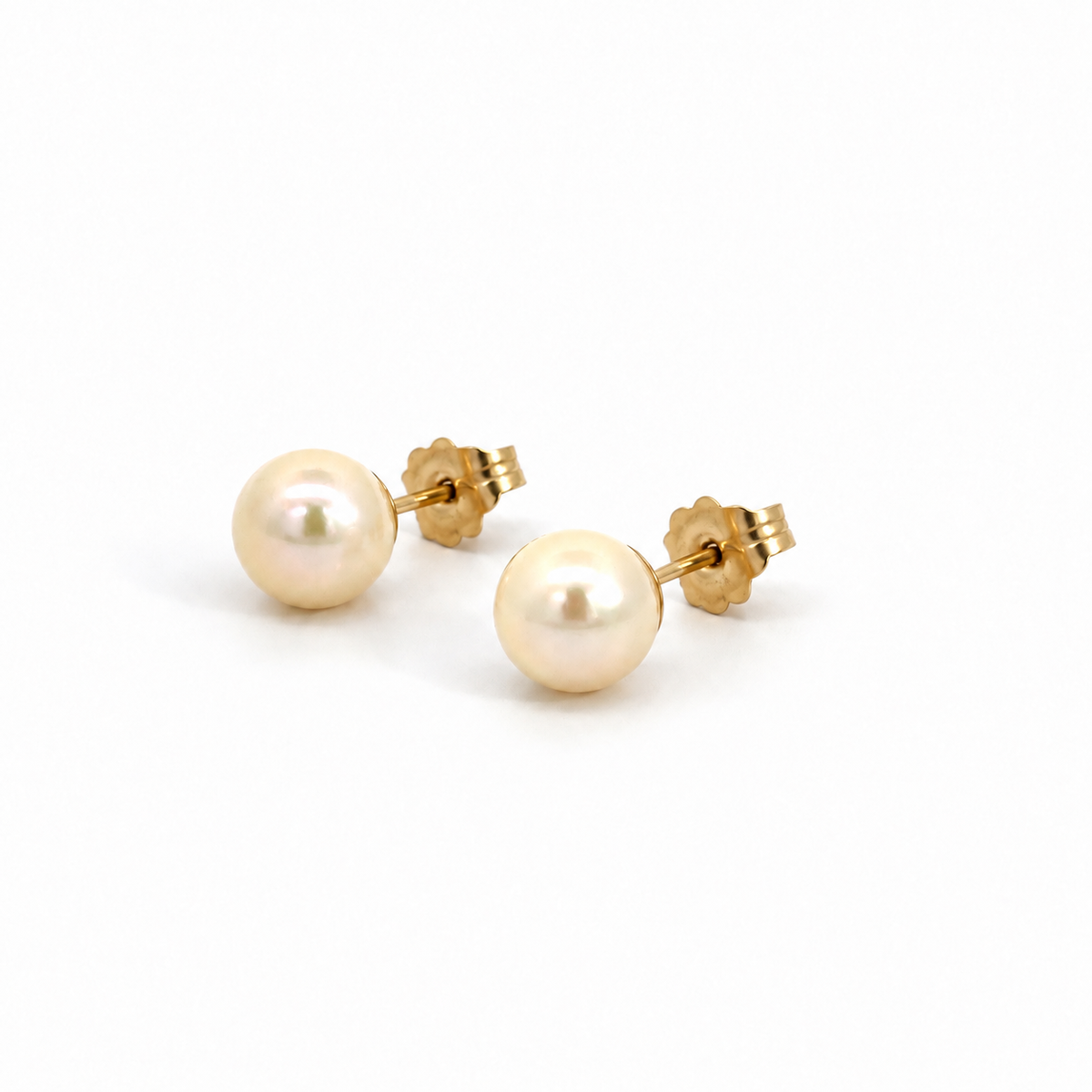 14K Yellow Gold 6mm Pearl Stud Earrings