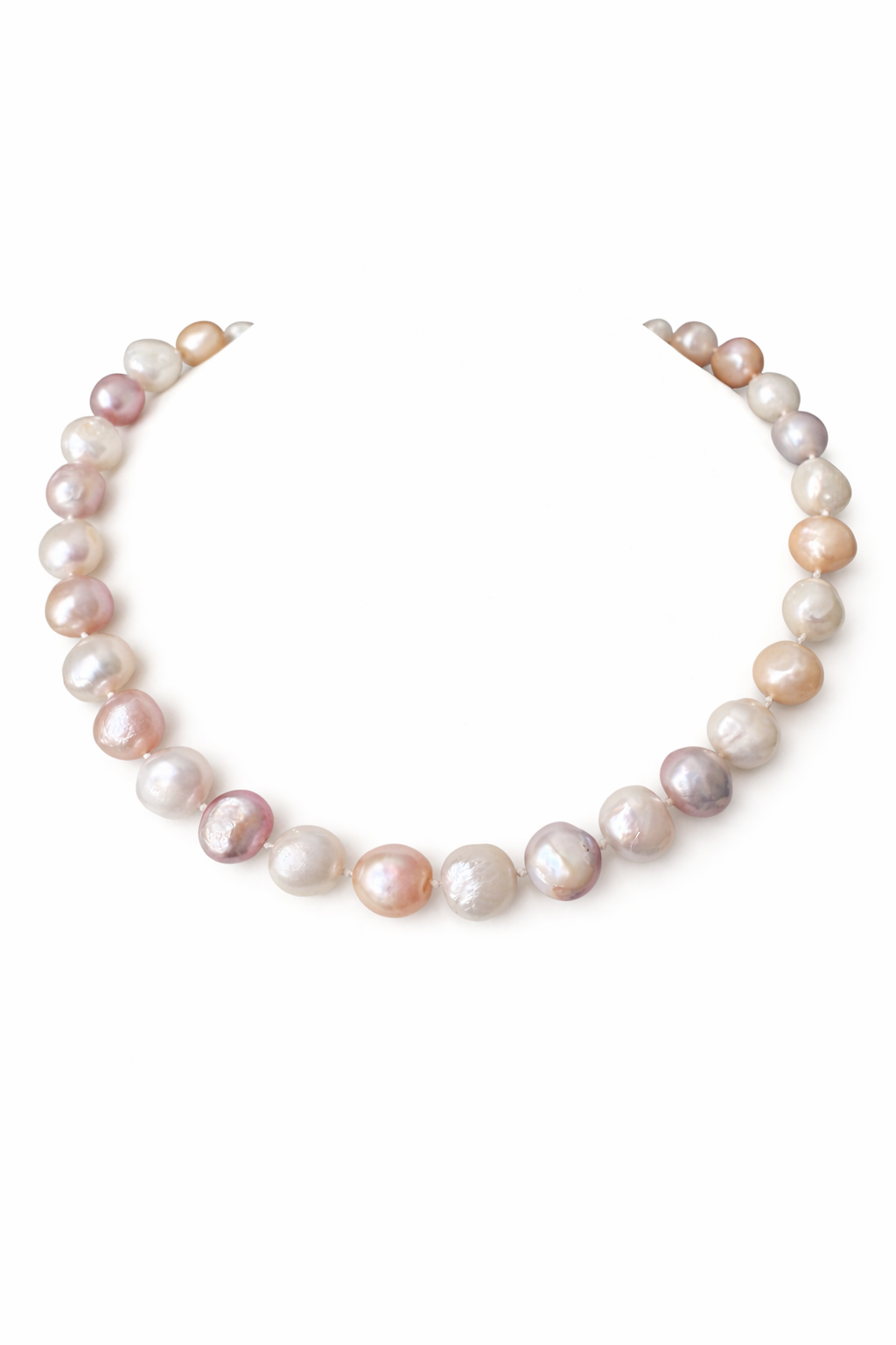 Freshwater Baroque Pearl Necklace 16” Pink Peach Overtone 14K Gold Clasp