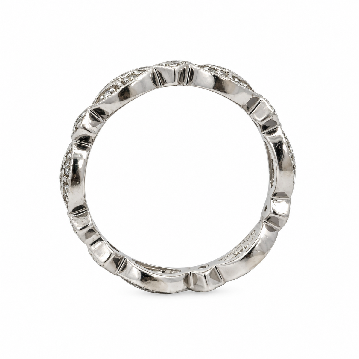 Gabriel & Co. 14K White Gold Diamond Leaf Motif Band