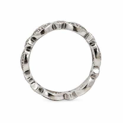Gabriel & Co. 14K White Gold Diamond Leaf Motif Band